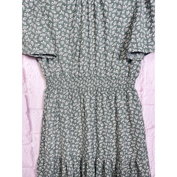 Women's Floral Print Long Dress Summer Short Sleeve Designer Style Boho Dress M - Picture 7 of 12